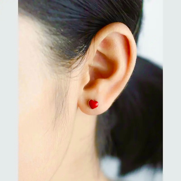 Pandora Teal Glazed Heart Sterling Silver Studs - Picture 3 of 7